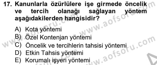 Sosyal Politika 2 Dersi 2012 - 2013 Yılı (Vize) Ara Sınav Soruları 17. Soru