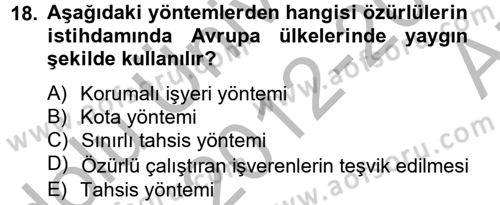 Sosyal Politika 2 Dersi 2012 - 2013 Yılı (Vize) Ara Sınav Soruları 18. Soru