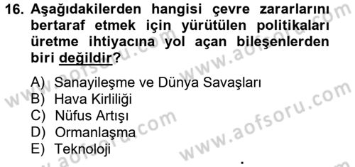 Sosyal Politika 2 Dersi 2012 - 2013 Yılı (Final) Dönem Sonu Sınav Soruları 16. Soru