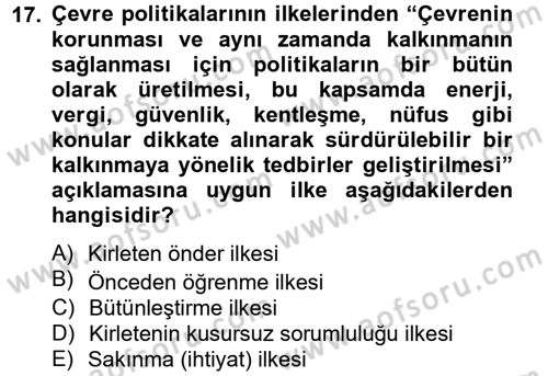 Sosyal Politika 2 Dersi 2012 - 2013 Yılı (Final) Dönem Sonu Sınav Soruları 17. Soru