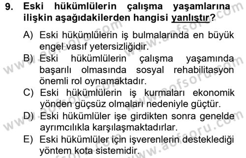Sosyal Politika 2 Dersi 2012 - 2013 Yılı (Final) Dönem Sonu Sınav Soruları 9. Soru
