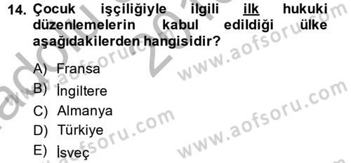 Sosyal Politika 2 Dersi 2013 - 2014 Yılı (Vize) Ara Sınav Soruları 14. Soru