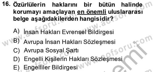 Sosyal Politika 2 Dersi 2013 - 2014 Yılı (Vize) Ara Sınav Soruları 16. Soru