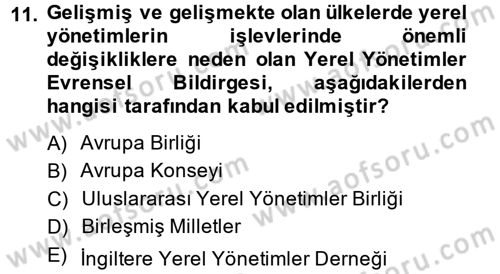 Sosyal Politika 2 Dersi 2013 - 2014 Yılı (Final) Dönem Sonu Sınav Soruları 11. Soru