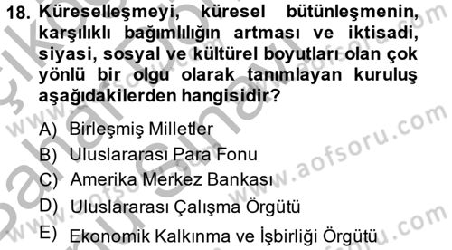 Sosyal Politika 2 Dersi 2013 - 2014 Yılı (Final) Dönem Sonu Sınav Soruları 18. Soru