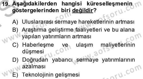 Sosyal Politika 2 Dersi 2013 - 2014 Yılı (Final) Dönem Sonu Sınav Soruları 19. Soru