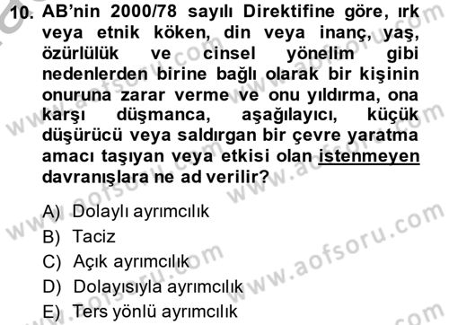 Sosyal Politika 2 Dersi 2014 - 2015 Yılı (Vize) Ara Sınav Soruları 10. Soru