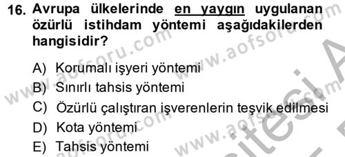 Sosyal Politika 2 Dersi 2014 - 2015 Yılı (Vize) Ara Sınav Soruları 16. Soru