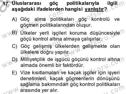 Sosyal Politika 2 Dersi 2014 - 2015 Yılı (Vize) Ara Sınav Soruları 17. Soru