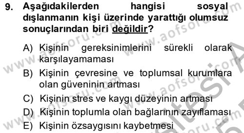 Sosyal Politika 2 Dersi 2014 - 2015 Yılı (Vize) Ara Sınav Soruları 9. Soru
