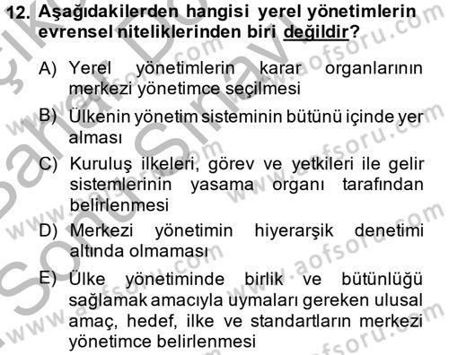 Sosyal Politika 2 Dersi 2014 - 2015 Yılı (Final) Dönem Sonu Sınav Soruları 12. Soru