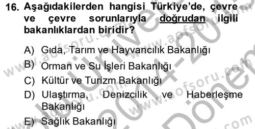 Sosyal Politika 2 Dersi 2014 - 2015 Yılı (Final) Dönem Sonu Sınav Soruları 16. Soru