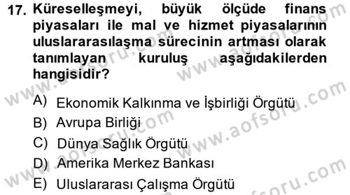 Sosyal Politika 2 Dersi 2014 - 2015 Yılı (Final) Dönem Sonu Sınav Soruları 17. Soru