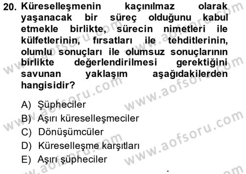 Sosyal Politika 2 Dersi 2014 - 2015 Yılı (Final) Dönem Sonu Sınav Soruları 20. Soru