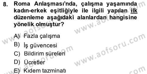 Sosyal Politika 2 Dersi 2014 - 2015 Yılı (Final) Dönem Sonu Sınav Soruları 8. Soru