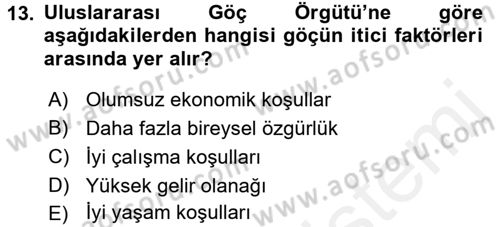 Sosyal Politika 2 Dersi 2015 - 2016 Yılı (Vize) Ara Sınav Soruları 13. Soru