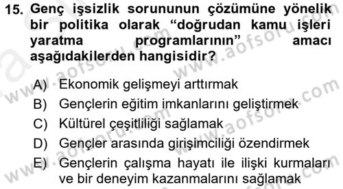 Sosyal Politika 2 Dersi 2015 - 2016 Yılı (Vize) Ara Sınav Soruları 15. Soru