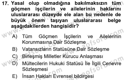 Sosyal Politika 2 Dersi 2015 - 2016 Yılı (Vize) Ara Sınav Soruları 17. Soru