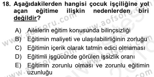 Sosyal Politika 2 Dersi 2015 - 2016 Yılı (Vize) Ara Sınav Soruları 18. Soru