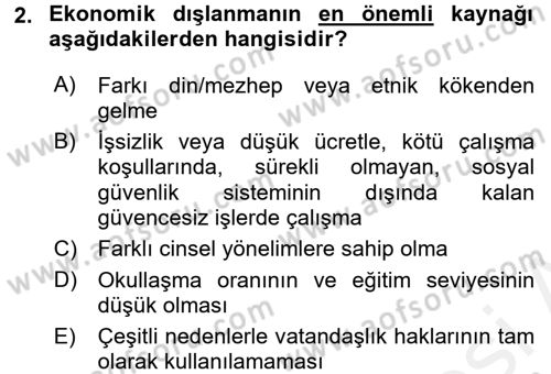 Sosyal Politika 2 Dersi 2015 - 2016 Yılı (Vize) Ara Sınav Soruları 2. Soru