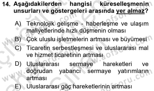 Sosyal Politika 2 Dersi 2015 - 2016 Yılı (Final) Dönem Sonu Sınav Soruları 14. Soru