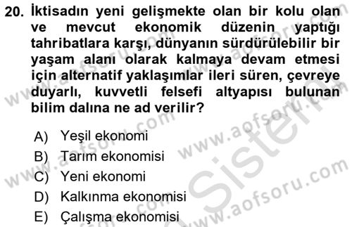 Sosyal Politika 2 Dersi 2015 - 2016 Yılı (Final) Dönem Sonu Sınav Soruları 20. Soru