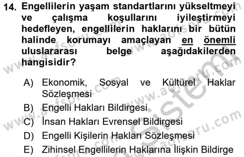 Sosyal Politika 2 Dersi 2016 - 2017 Yılı (Vize) Ara Sınav Soruları 14. Soru