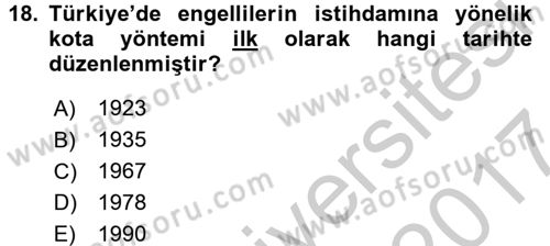 Sosyal Politika 2 Dersi 2016 - 2017 Yılı (Vize) Ara Sınav Soruları 18. Soru