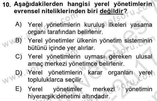 Sosyal Politika 2 Dersi 2016 - 2017 Yılı (Final) Dönem Sonu Sınav Soruları 10. Soru