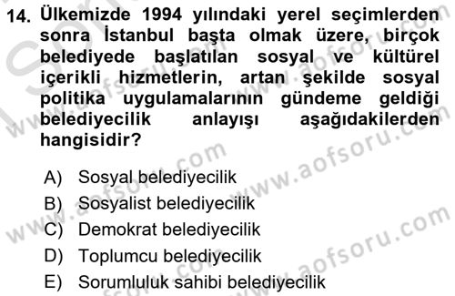 Sosyal Politika 2 Dersi 2016 - 2017 Yılı (Final) Dönem Sonu Sınav Soruları 14. Soru