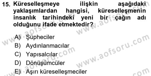 Sosyal Politika 2 Dersi 2016 - 2017 Yılı (Final) Dönem Sonu Sınav Soruları 15. Soru