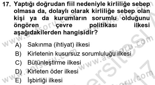 Sosyal Politika 2 Dersi 2016 - 2017 Yılı (Final) Dönem Sonu Sınav Soruları 17. Soru
