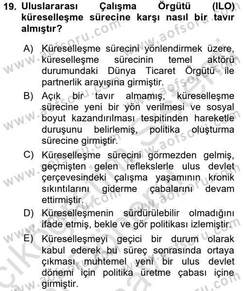 Sosyal Politika 2 Dersi 2016 - 2017 Yılı (Final) Dönem Sonu Sınav Soruları 19. Soru