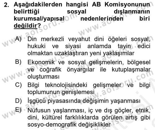Sosyal Politika 2 Dersi 2017 - 2018 Yılı (Vize) Ara Sınav Soruları 2. Soru