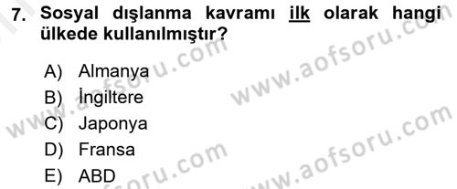 Sosyal Politika 2 Dersi 2017 - 2018 Yılı (Vize) Ara Sınav Soruları 7. Soru