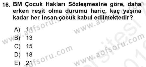 Sosyal Politika 2 Dersi 2018 - 2019 Yılı (Vize) Ara Sınav Soruları 16. Soru