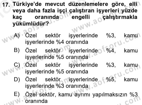 Sosyal Politika 2 Dersi 2018 - 2019 Yılı (Vize) Ara Sınav Soruları 17. Soru