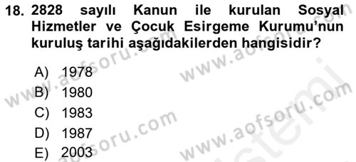 Sosyal Politika 2 Dersi 2018 - 2019 Yılı (Vize) Ara Sınav Soruları 18. Soru