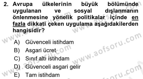 Sosyal Politika 2 Dersi 2018 - 2019 Yılı (Vize) Ara Sınav Soruları 2. Soru