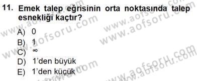 Çalışma Ekonomisi 1 Dersi Ara Sınavı Deneme Sınav Soruları 11. Soru