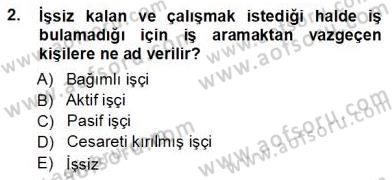 Çalışma Ekonomisi 1 Dersi Ara Sınavı Deneme Sınav Soruları 2. Soru