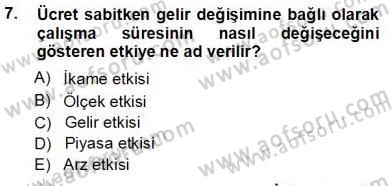Çalışma Ekonomisi 1 Dersi Ara Sınavı Deneme Sınav Soruları 7. Soru