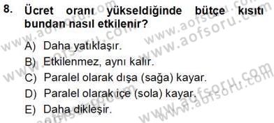 Çalışma Ekonomisi 1 Dersi Ara Sınavı Deneme Sınav Soruları 8. Soru