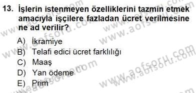 Çalışma Ekonomisi 1 Dersi 2012 - 2013 Yılı (Final) Dönem Sonu Sınavı 13. Soru