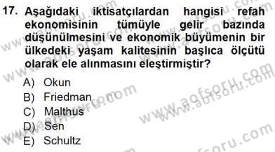 Çalışma Ekonomisi 1 Dersi 2012 - 2013 Yılı (Final) Dönem Sonu Sınav Soruları 17. Soru