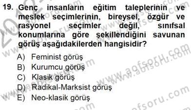 Çalışma Ekonomisi 1 Dersi 2012 - 2013 Yılı (Final) Dönem Sonu Sınav Soruları 19. Soru
