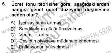 Çalışma Ekonomisi 1 Dersi 2012 - 2013 Yılı (Final) Dönem Sonu Sınav Soruları 6. Soru