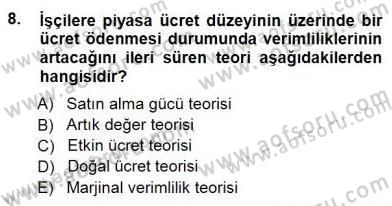 Çalışma Ekonomisi 1 Dersi 2012 - 2013 Yılı (Final) Dönem Sonu Sınav Soruları 8. Soru