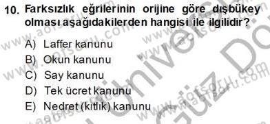 Çalışma Ekonomisi 1 Dersi Ara Sınavı Deneme Sınav Soruları 10. Soru