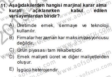 Çalışma Ekonomisi 1 Dersi Ara Sınavı Deneme Sınav Soruları 11. Soru